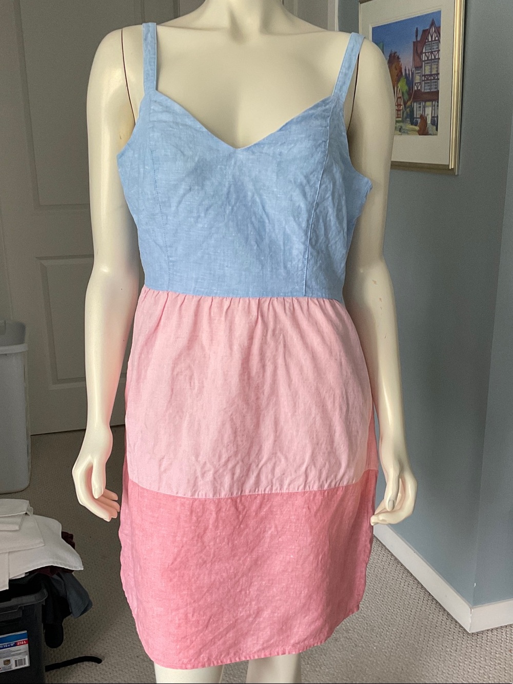3-tone linen sun dress